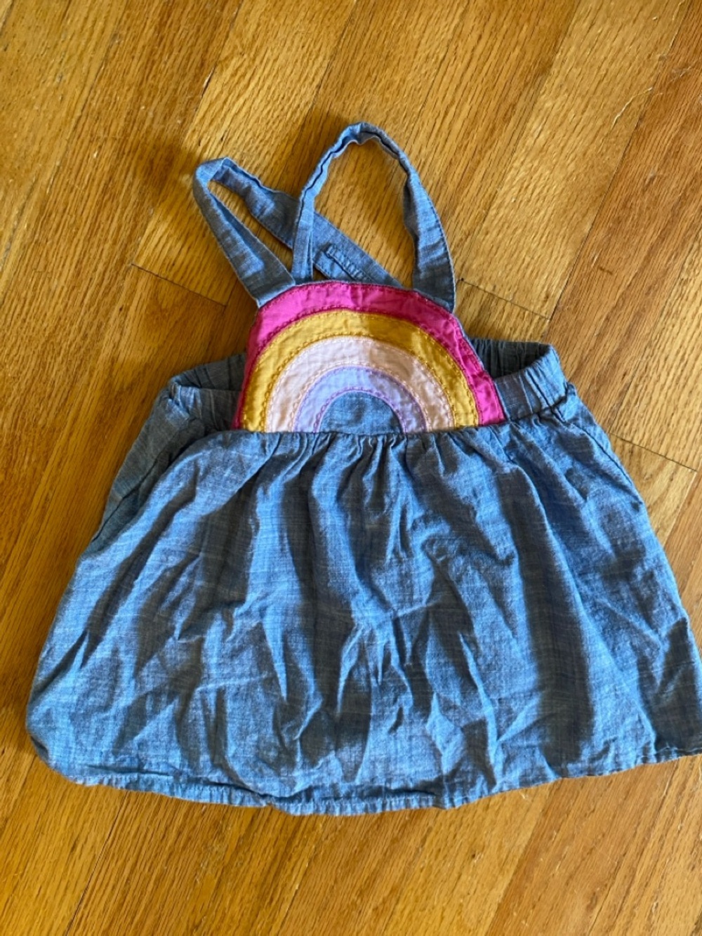 Cat and Jack Chambray Toddler Dress with Rainbow Applique